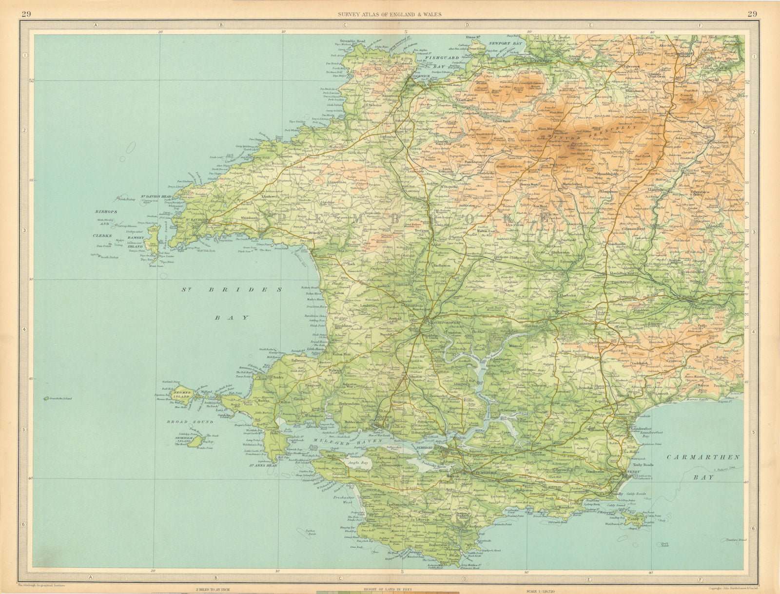 PEMBROKESHIRE Milford Haven St David's Pembroke Haverfordwest. LARGE 1939 map